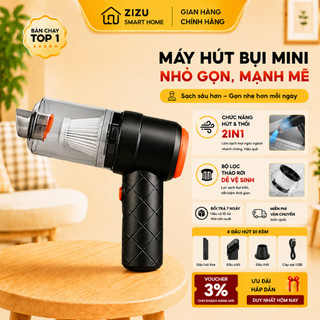 Máy Hút Bụi Mini Không Dây Cầm Tay 2in1, Hút Bụi Ô Tô Gia Đình 60W