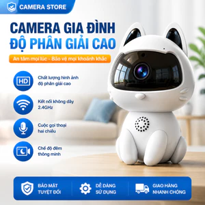 V99AI Camera wifi hình mèo dễ thương HD đàm thoại 2 chiều trông trẻ thú cưng giám sát trong nhà