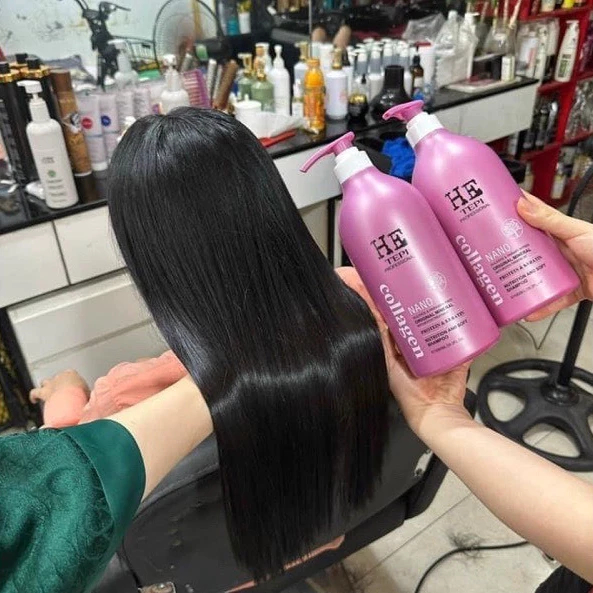 Dầu gội xả HE BAU Collagen Repair 1000ml hương thơm nước hoa giúp phục hồi tóc, kiềm dầu, giảm rụng tóc hiệu quả