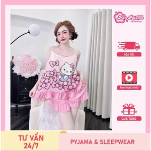Đồ bộ nữ đồ mặc nhà,đồ ngủ tiểu thư, đồ đùi dễ thương, đồ xinh lụa Latin họa tiết cute hottrend[18].