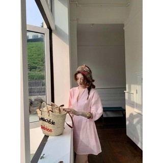 𝗗𝗶𝗲𝘂 -  Đầm linen tay dài cổ tim