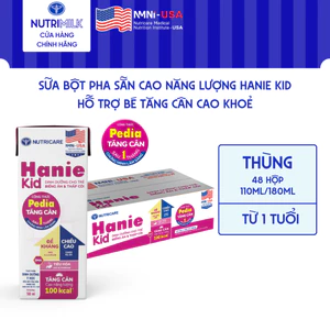 Thùng Sữa Bột Pha Sẵn HANIE KID NUTRICARE Bé Từ 1 Tuổi Suy Dinh Dưỡng Biếng Ăn Thấp Còi Sữa Non Cao Năng Lượng 48 Hộp