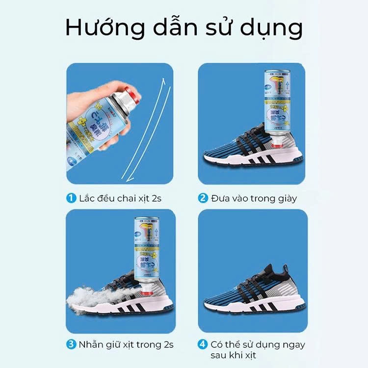 Xịt Khử Mùi Giày Ion Bạc - Khử mùi, Diệt khuẩn, Giữ giày thơm mát