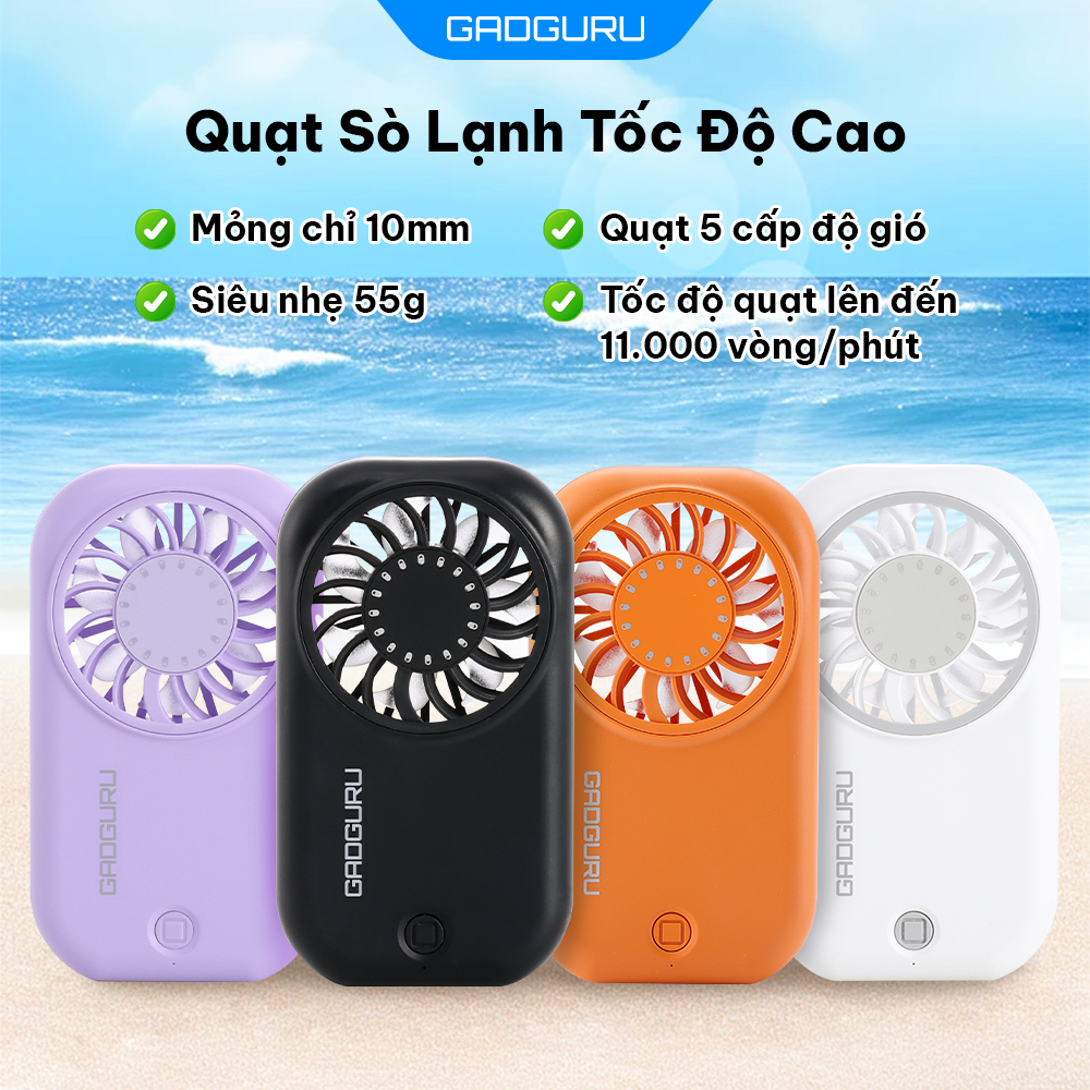 【GIÓ SIÊU MẠNH】MINISO Quạt Mini Cầm Tay Turbo – Nhỏ Gọn, 5 Cấp Gió, Pin 1200mAh, Siêu Mát