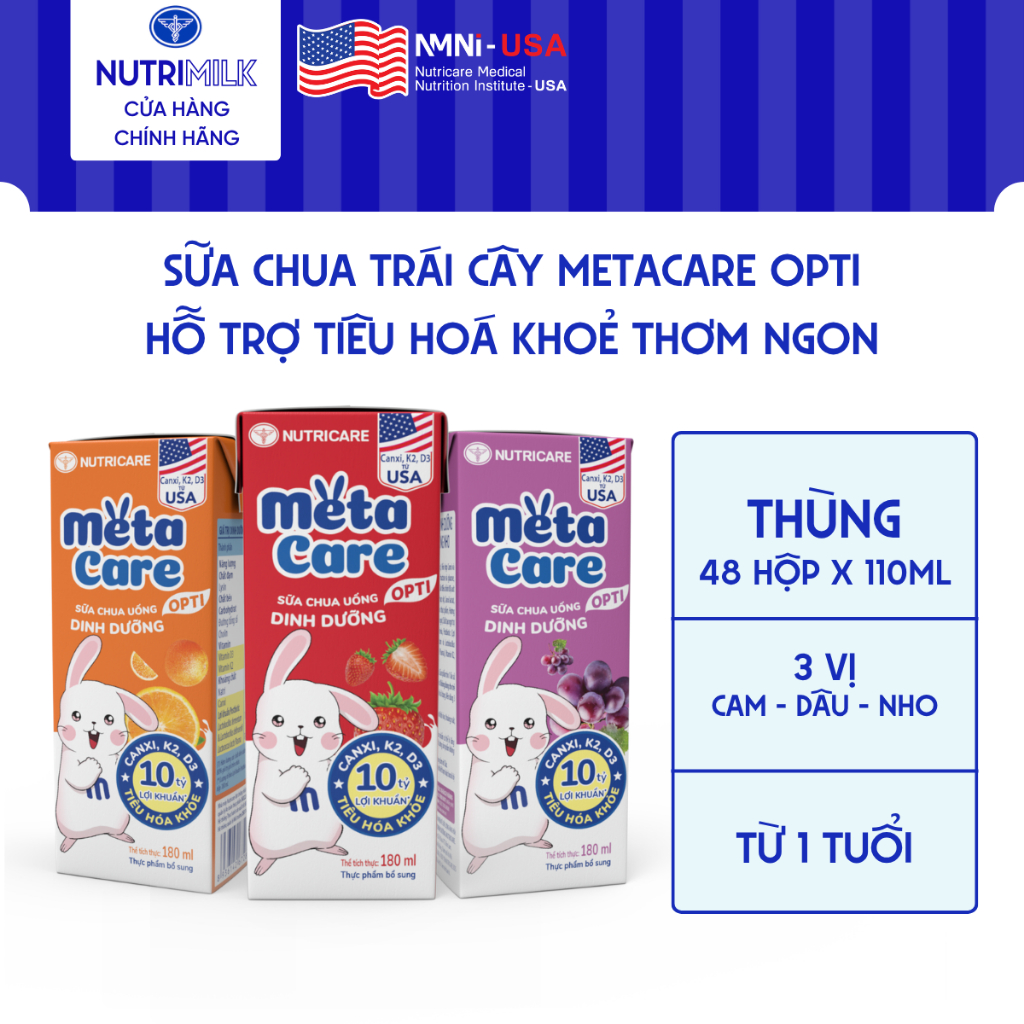 Thùng 48 Hộp Sữa METACARE YOYO Nutricare 110ML Sữa Chua Trái Cây Dinh Dưỡng Tiêu Hoá Khoẻ Bé Cao Lớn Tăng Cường Đề Kháng