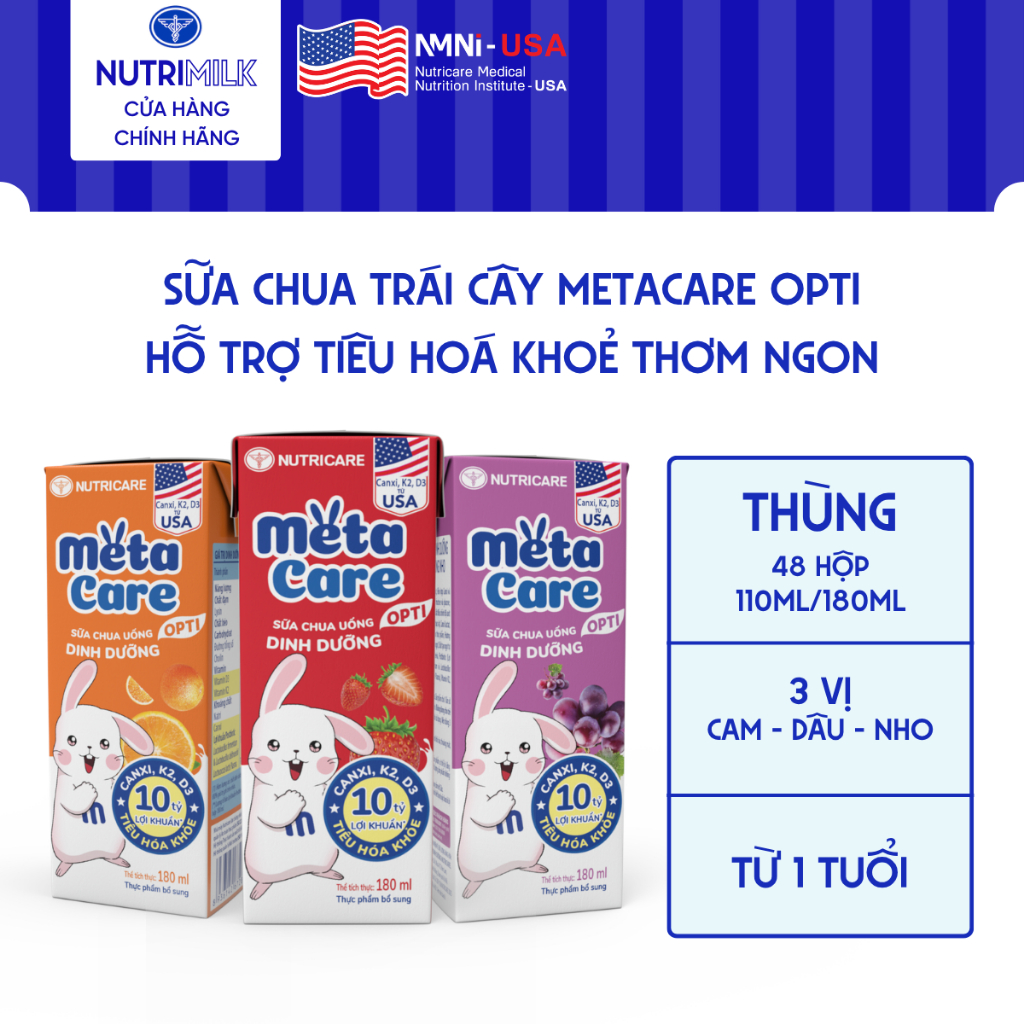 Thùng 48 Hộp Sữa METACARE YOYO Nutricare Sữa Chua Trái Cây Dinh Dưỡng Tiêu Hoá Khoẻ Bé Cao Lớn Tăng Cường Đề Kháng