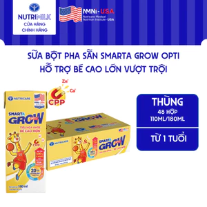 Thùng 48 Hộp Sữa Bột Pha Sẵn SMARTA GROW OPTI Nutricare Tăng Chiều Cao Cân Nặng Bổ Sung 20 Tỷ Lợi Khuẩn Cho Bé Từ 1 Tuổi