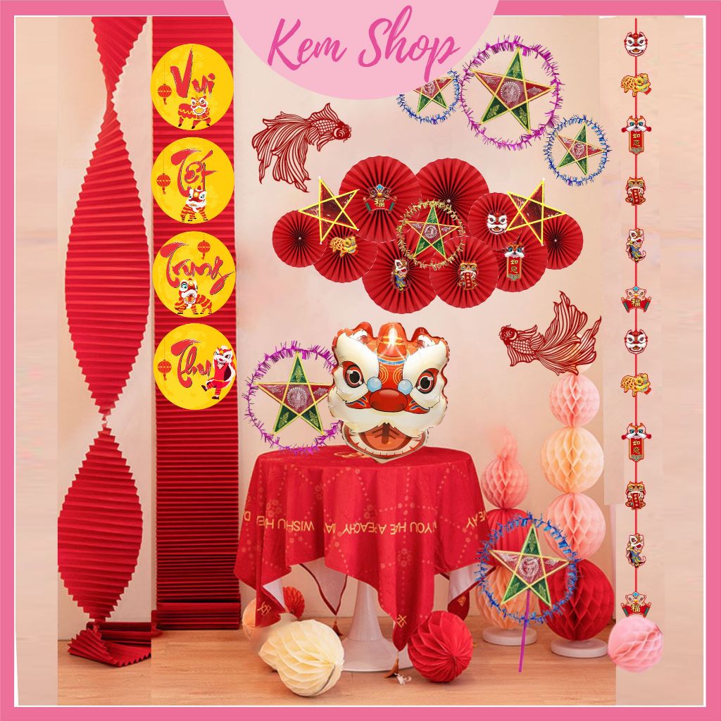 Set trang trí Tết Trung Thu đầy đủ phụ kiện phong cách truyền thống - Kem Shop K354