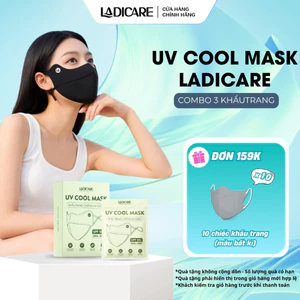Combo 3 Khẩu Trang Chống Tia UV LADICARE, Khẩu Trang Chống Nắng Chất Liệu Mềm Mại Thoáng Mát, Hàng Chính Hãng