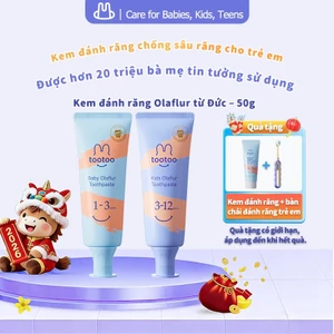 Kem đánh răng trẻ em tootoo Olaflur (1-12 tuổi) Hương đào, Ngăn ngừa sâu răng & Làm sạch 50g