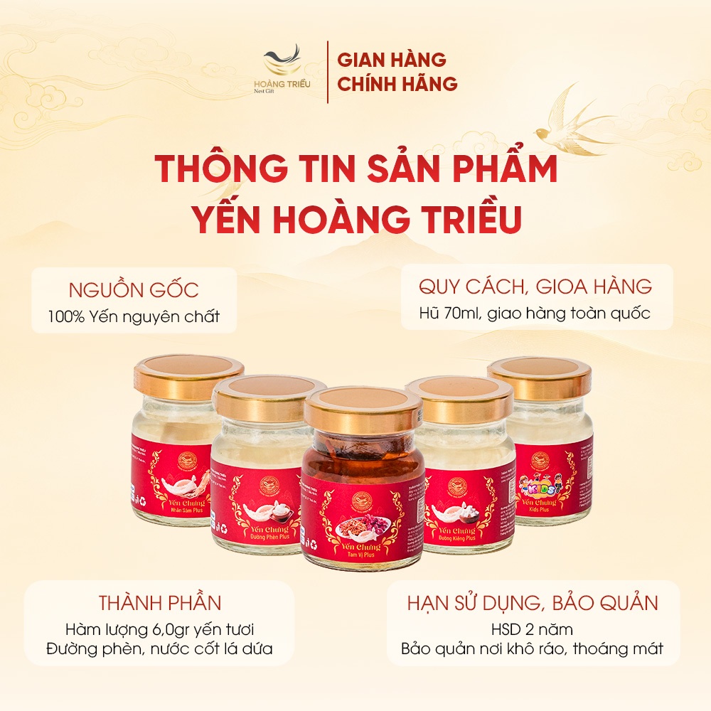 Yến Chưng Đường Phèn Plus 6000mg - Yến chưng sẵn cao cấp hũ 70ml - Hoàng Triều Bird's Nest