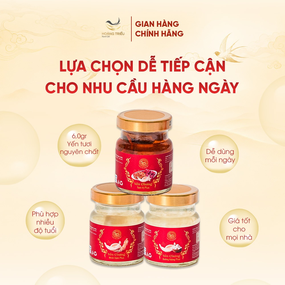 Yến Chưng Đường Phèn Plus 6000mg - Yến chưng sẵn cao cấp hũ 70ml - Hoàng Triều Bird's Nest