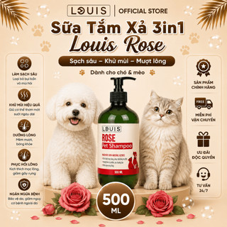 Sữa Tắm xả Cho Chó Mèo 3in1 LOUIS ROSE 3-500ML Mượt Lông Lưu Hương Ngăn Ngừa Ve Rận - Louis for pet