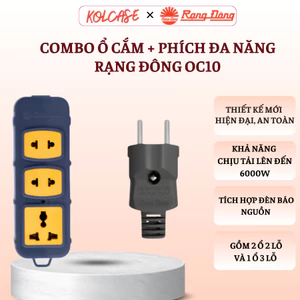 Combo Ổ Cắm + Phích Đa Năng Rạng Đông OC10 – 3 Ổ Cắm Linh Hoạt, Chịu Tải 6000W, An Toàn Tiện Lợi