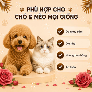 Sữa Tắm Xả Cho Chó Mèo 3in1 Louis Rose 4L, Sữa Tắm Kiêm Dầu Xả Chó Mèo Thú Cưng 4000ml