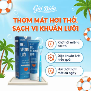 Gel Vệ Sinh Lưỡi Gió Biển - Làm Sạch Mảng Bám, Giảm Hôi Miệng - Tặng Kèm Bàn Chải Chuyên Dụng