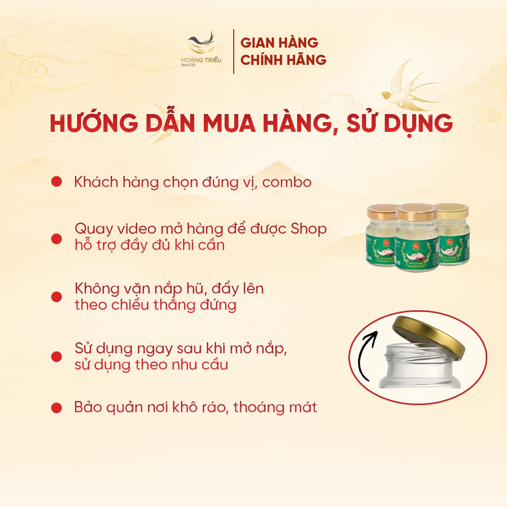 Yến Chưng Đường Kiêng Cao Cấp 10,2g - Yến chưng sẵn cao cấp hũ 70ml - Hoàng Triều Bird's Nest