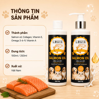 Dầu Cá Hồi Cho Chó LOUIS Cho Mèo Gel Dinh Dưỡng Hỗ Trợ Bổ Sung Vitamin Cần Thiết Cho thú cưng 100ML