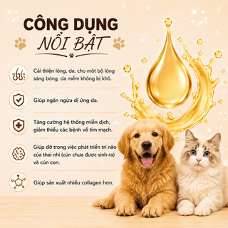 Dầu Cá Hồi Cho Chó LOUIS Cho Mèo Gel Dinh Dưỡng Hỗ Trợ Bổ Sung Vitamin Cần Thiết Cho thú cưng 100ML