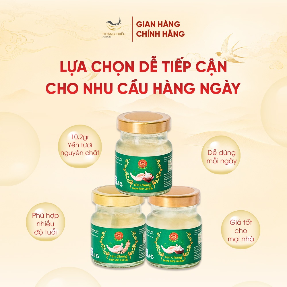 Yến Chưng Đường Kiêng Cao Cấp 10,2g - Yến chưng sẵn cao cấp hũ 70ml - Hoàng Triều Bird's Nest