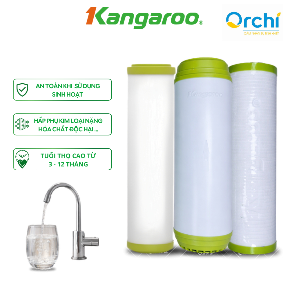 Combo Lõi Lọc Nước Kangaroo 123 ECO, Màng RO, Lõi Số 5 Nano Silver Chính Hãng Cho Máy Lọc Nước Gia Đình