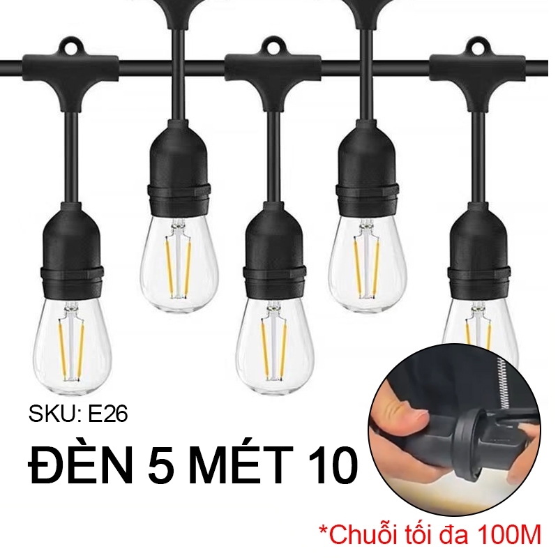 【Nối Dài 100M】Dây đèn trang trí ngoài trời, LED năng lượng mặt trời chống nước IP65 - ,Trang trí Giáng sinh / Halloween