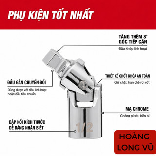 Khớp Nối Tuýp Bu Lông 1/2" Milwaukee 42-04-9104 - Đầu Nối Bulong Linh Hoạt, Tiếp Cận Vị Trí Khó
