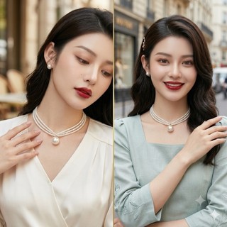 [ DAISYN ] N468 dây chuyền mang áo dài , vòng cổ mang áo dài, dây chuyền hạt Ngọc 3mm và 16mm sang trọng cho nữ