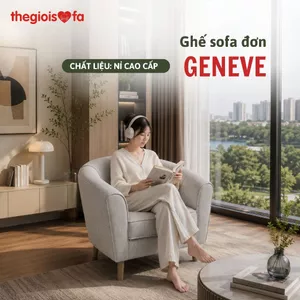 Ghế sofa đơn Geneve (Thegioisofa) ghế sofa decor phòng khách, ngồi thư giãn chất liệu nỉ êm mềm mại