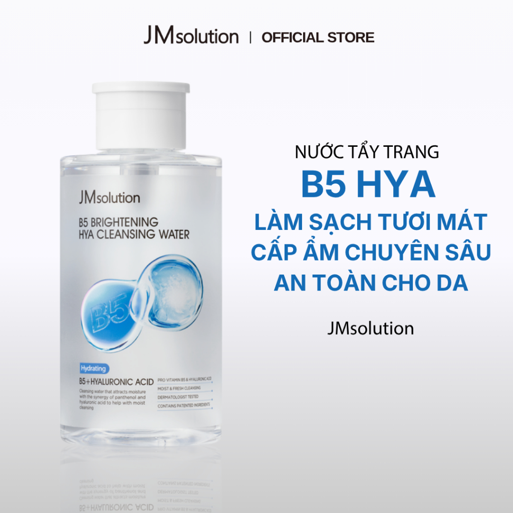 JMsolution Nước Tẩy Trang Câp Ẩm Chuyên Sâu B5 Brightening Hya Cleansing Water 500ml – Sạch Sâu, Mềm Mịn Không Khô Căng