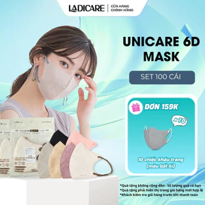 Combo 100 cái khẩu trang 6D PRO MASK UNICARE chính hãng 3 lớp dày dặn, quai đeo bản to co dãn