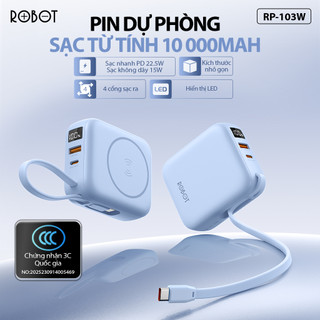 [Chứng nhận 3C ] Sạc dự phòng không dây RP-103W 10000mAh siêu nhỏ gọn chính hãng Robot