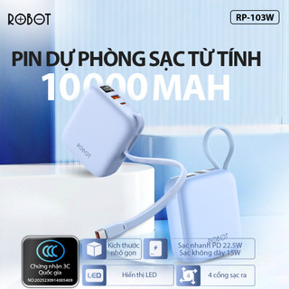 [Chứng nhận 3C ] Sạc dự phòng không dây RP-103W 10000mAh siêu nhỏ gọn chính hãng Robot