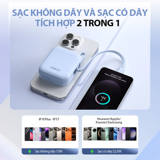 [Chứng nhận 3C ] Sạc dự phòng không dây RP-103W 10000mAh siêu nhỏ gọn chính hãng Robot