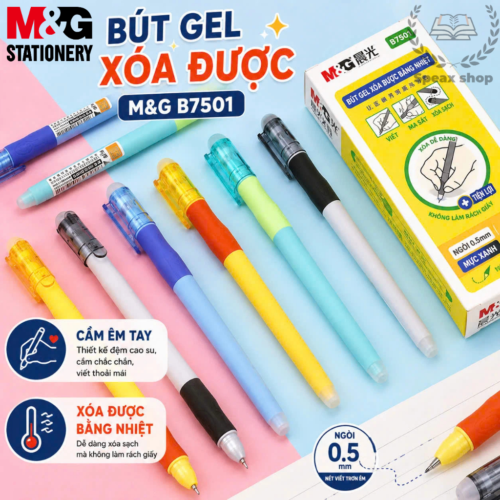 Bút Mực Xóa M&G B7501 0.5mm – Xóa Sạch Dễ Dàng, Nét Viết Mượt, Mực Xanh Lợt
