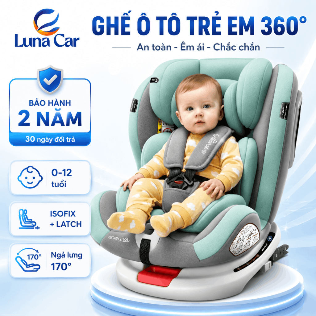 Ghế ngồi ô tô trẻ em ISOFIX + LÁTCH đạt chuẩn ECE R44/04 cho bé từ sơ sinh đến 12 tuổi Qiaobeibi