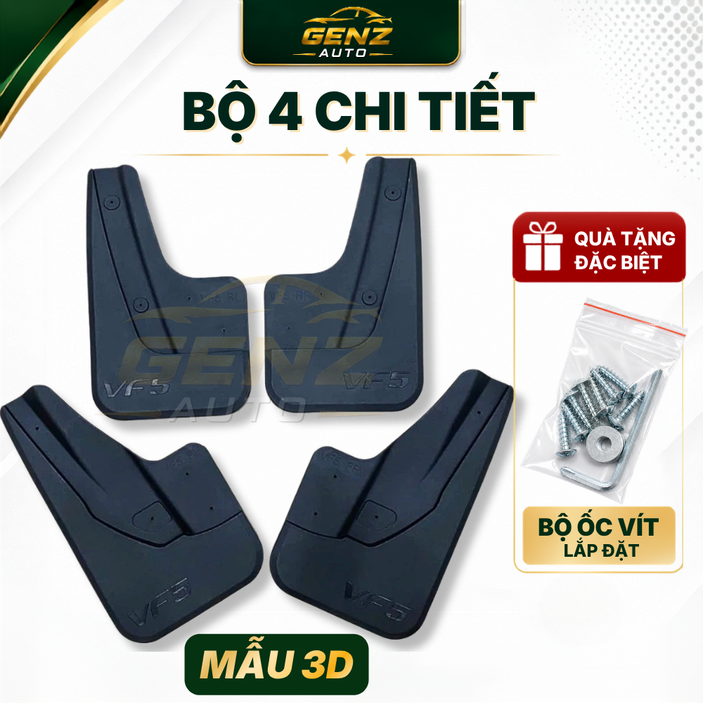 Chắn bùn bánh xe VF5/Herio Green - Hàng nhựa ABS cao cấp , hạn chế bùn đất bắn lên xe Cả bộ 4 bánh + kèm ốc bắt