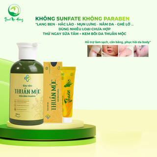 Combo Sữa Tắm Thuần Mộc và Kem Bôi da Thuần Mộc Hỗ Trợ Giảm Mụn Body, Dưỡng Ẩm