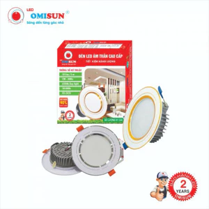Đèn LED Âm Trần OMISUN 7W/10W Ánh Sáng Trắng 6500K,vang 4500k Đế Nhôm Đúc, Viền Vàng/Bạc, BH 2 Năm | Có Loại 3 Màu