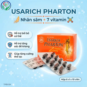 Usarich Pharton PP.Pharco hộp 6 vỉ x 10 viên nang mềm, nhân sâm 7 vitamin hỗ trợ tăng sức đề kháng