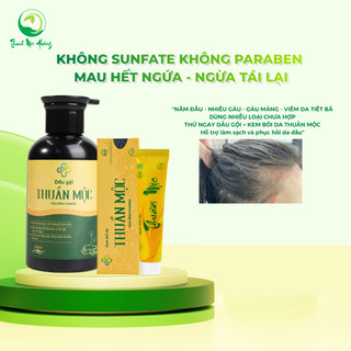 Combo Kem bôi da Thuần Mộc và Dầu gội đầu Thuần Mộc hỗ trợ bôi nấm đầu, nhiều gàu