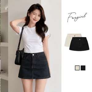 Quần Jeans Giả Váy Chữ A Hack Dáng Forgirl Dáng Ngắn Dày Dặn T224