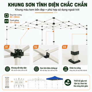 Nhà Bạt Di Động Gấp Gọn 3×3/3×6m Mái Che Cao Cấp Mái che chợ đêm Che Nắng Mưa Ngoài Trời Mái che xe 420D Vải Dù