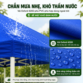 Nhà Bạt Di Động Gấp Gọn 3×3/3×6m Mái Che Cao Cấp Mái che chợ đêm Che Nắng Mưa Ngoài Trời Mái che xe 420D Vải Dù