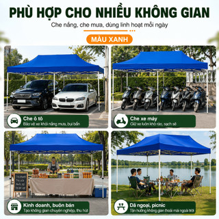 Nhà Bạt Di Động Gấp Gọn 3×3/3×6m Mái Che Cao Cấp Mái che chợ đêm Che Nắng Mưa Ngoài Trời Mái che xe 420D Vải Dù