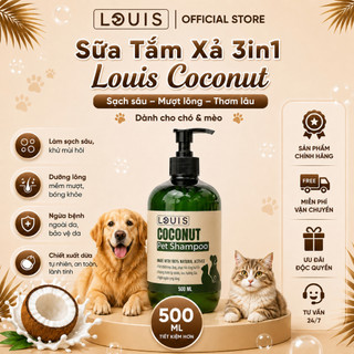 Sữa Tắm Thú Cưng Louis For Pet Coconut Milk 3in1 500ml Làm Sạch Khử Mùi Dưỡng Lông Cho Chó Mèo