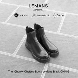Giày Chunky Chelsea Boots LeMans da bò nguyên tấm Black - CHK02 - Bảo hành 24 tháng toàn quốc