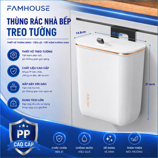 Thùng rác treo tủ bếp dán tường đa năng có nắp, thùng rác nhà bếp treo cánh tủ tiện lợi, thùng rác nhà vệ sinh dán tường