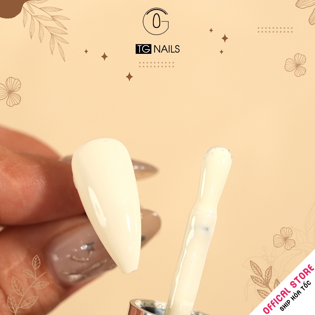 Set sơn gel 6 màu tone Trắng, thương hiệu TG, cọ tròn bóng mướt