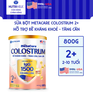 Sữa Bột METACARE COLOSTRUM 2+ NUTRICARE Tăng Cường Miễn Dịch Sức Đề Kháng Bé Từ 2-10 Tuổi Với Sữa Non IgG 1500+ 800G